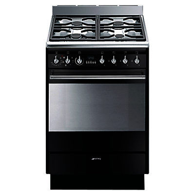 Smeg SUK61MBL8 Dual Fuel Cooker, Gloss Black Smeg SUK61MBL8 Dual Fuel Cooker, Gloss Black